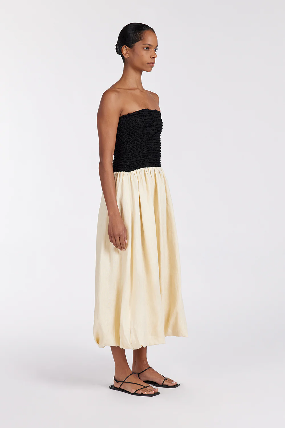 LEN BLACK STRAPLESS MIDI DRESS - Image 3