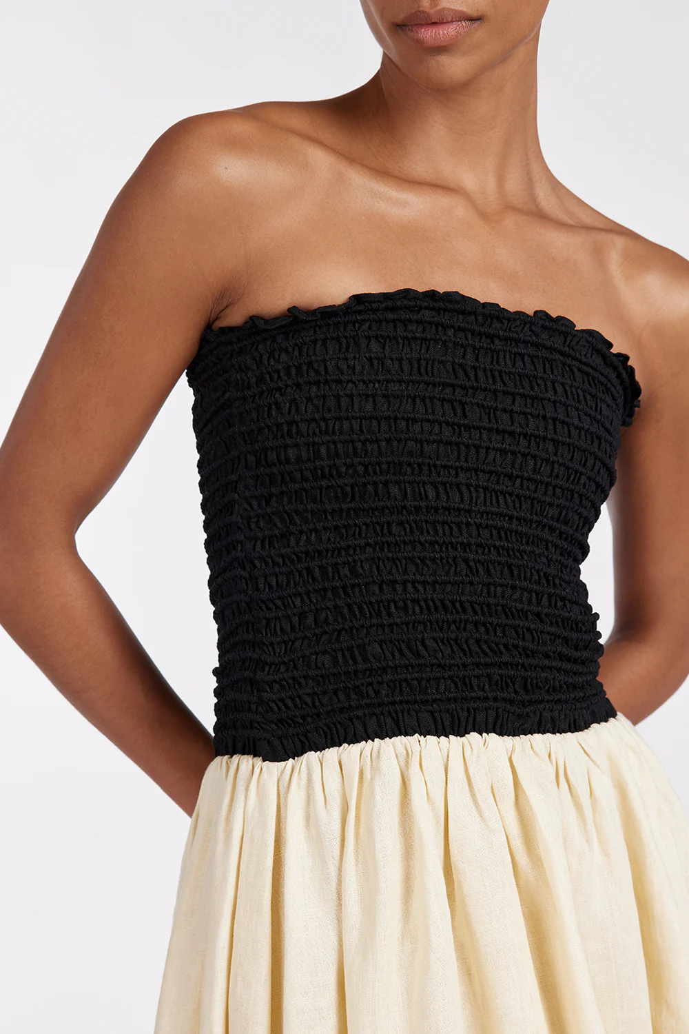 LEN BLACK STRAPLESS MIDI DRESS - Image 5