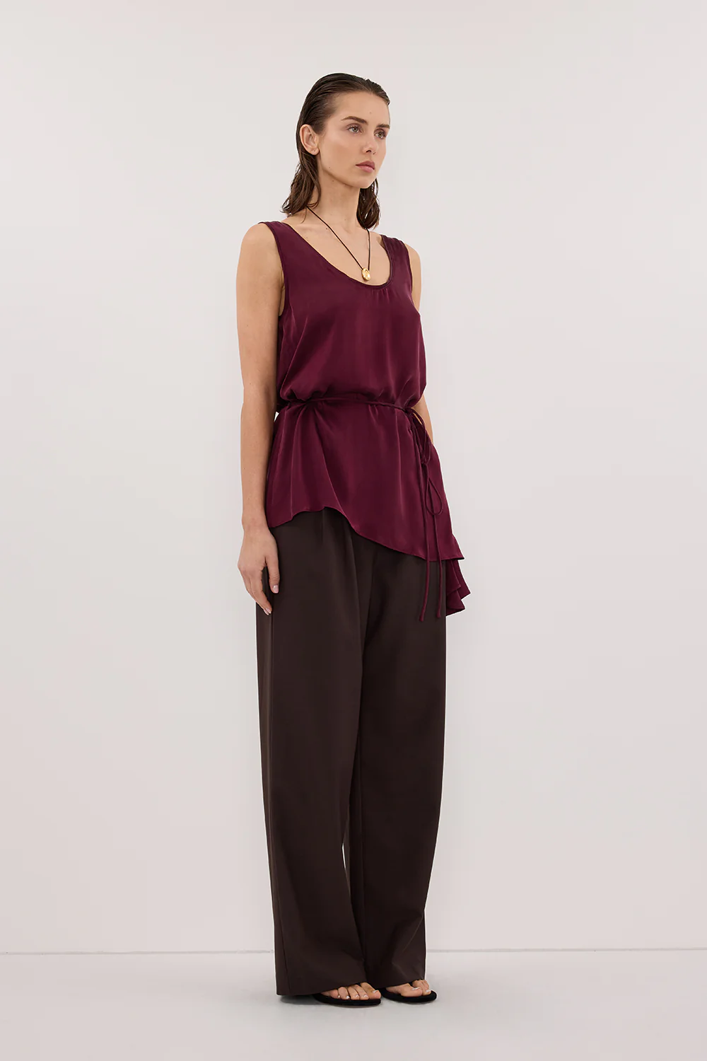 LETTIE MERLOT SILK CAMI TOP - Image 3