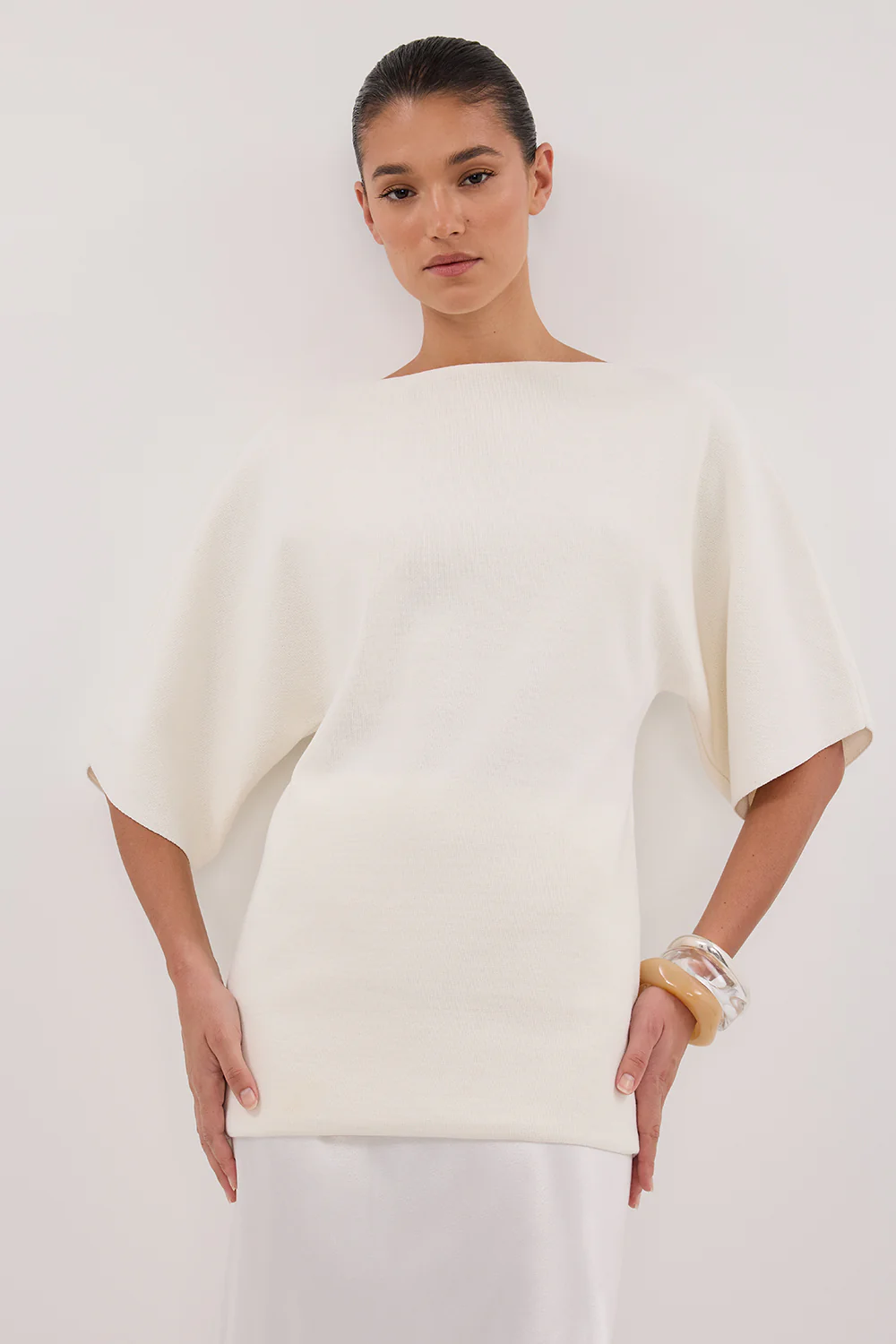LIA IVORY SLEEVED KNIT TOP - Image 2
