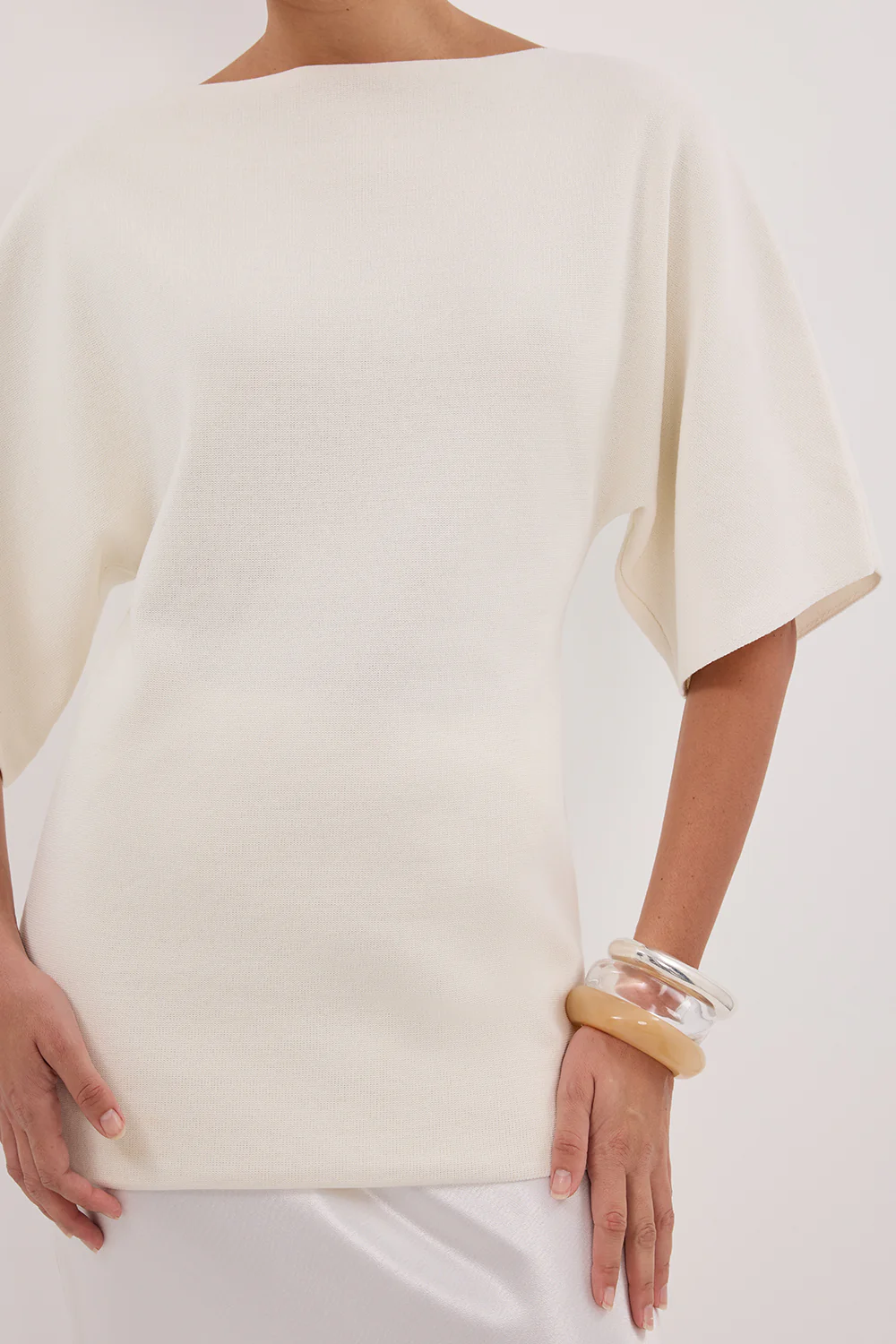 LIA IVORY SLEEVED KNIT TOP - Image 5