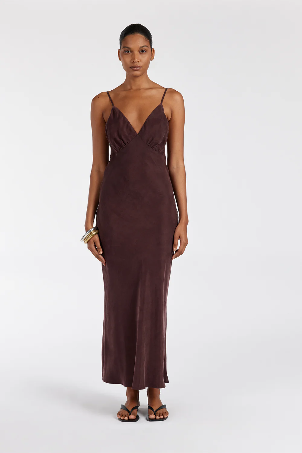 LIAM CURRANT CUPRO SLIP MIDI DRESS - Image 2