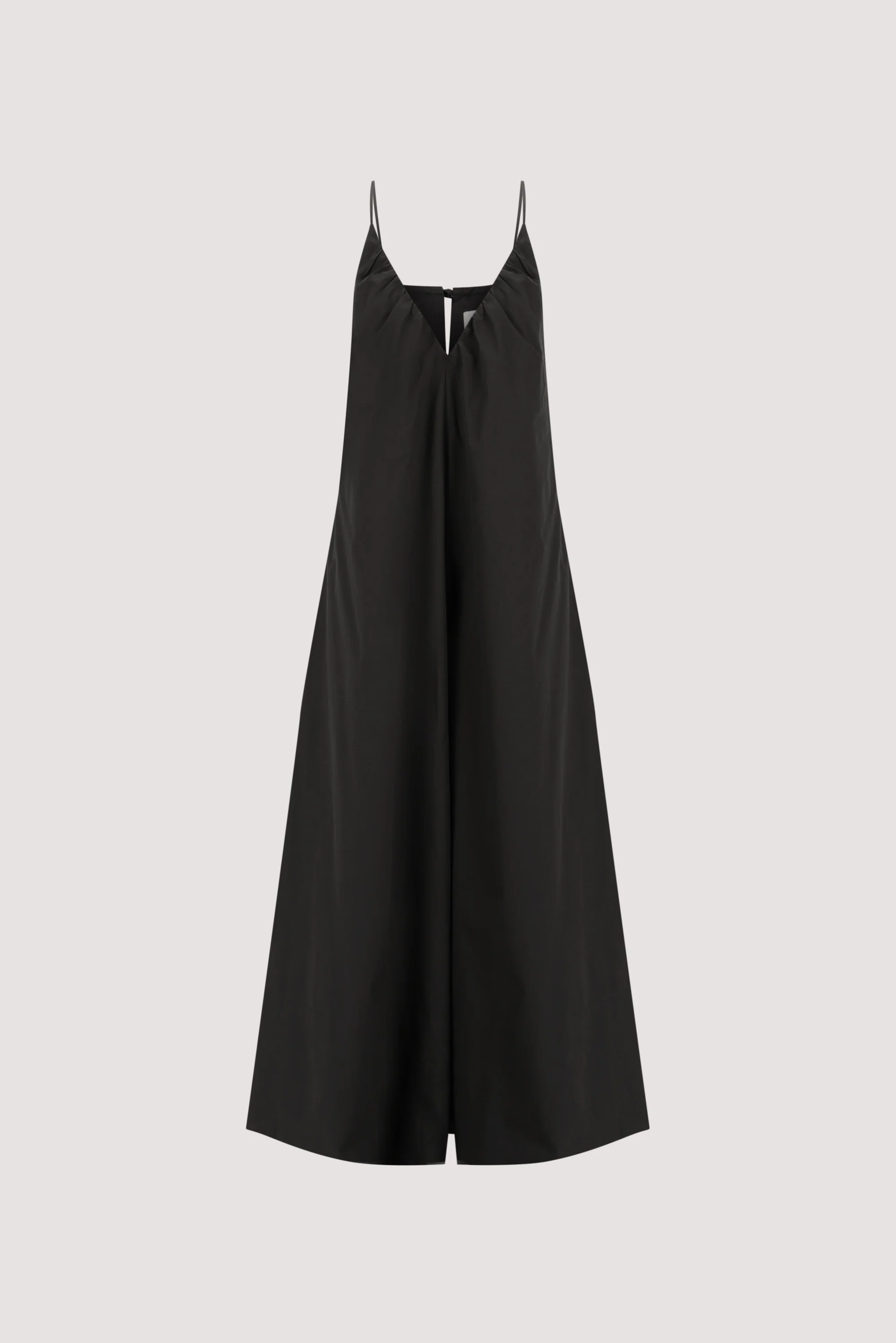 LIANA BLACK SLEEVELESS POPLIN TENT MIDI DRESS - Image 7