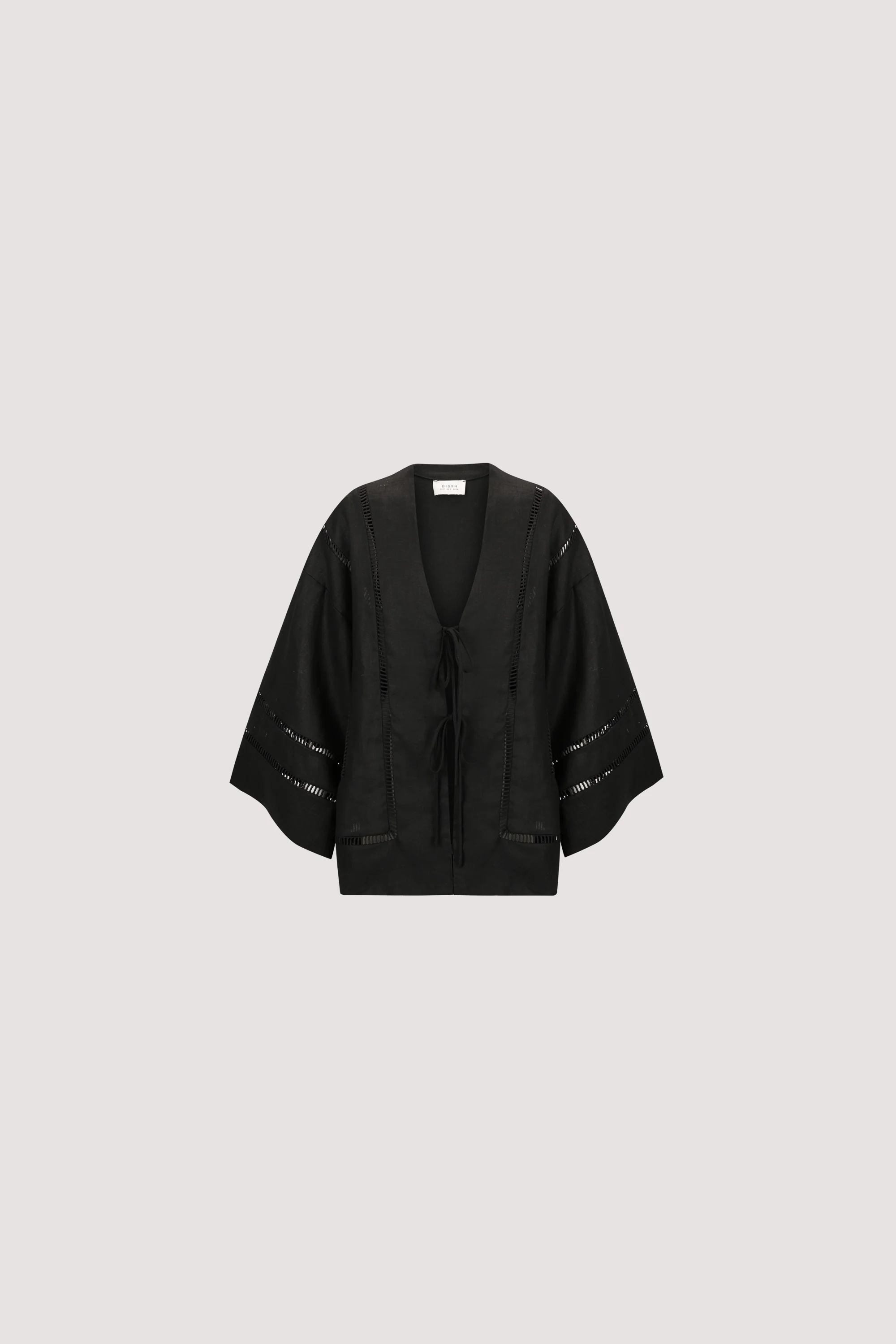 LINDSAY BLACK LINEN KIMONO TOP - Image 6