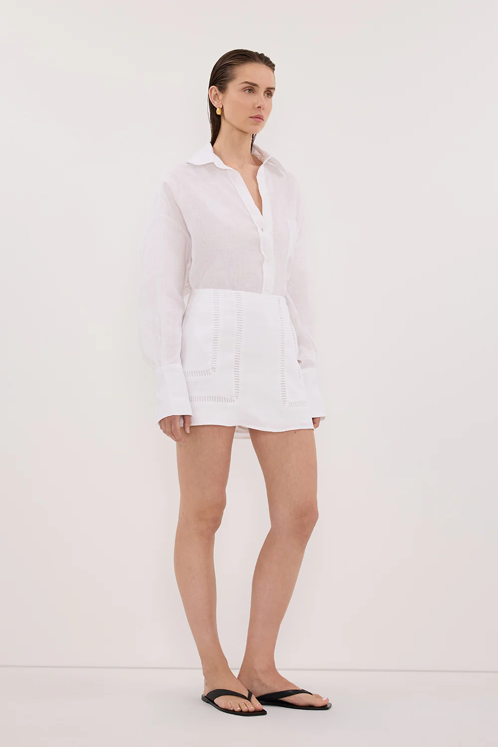 LINDSAY WHITE LINEN SKORT - Image 2