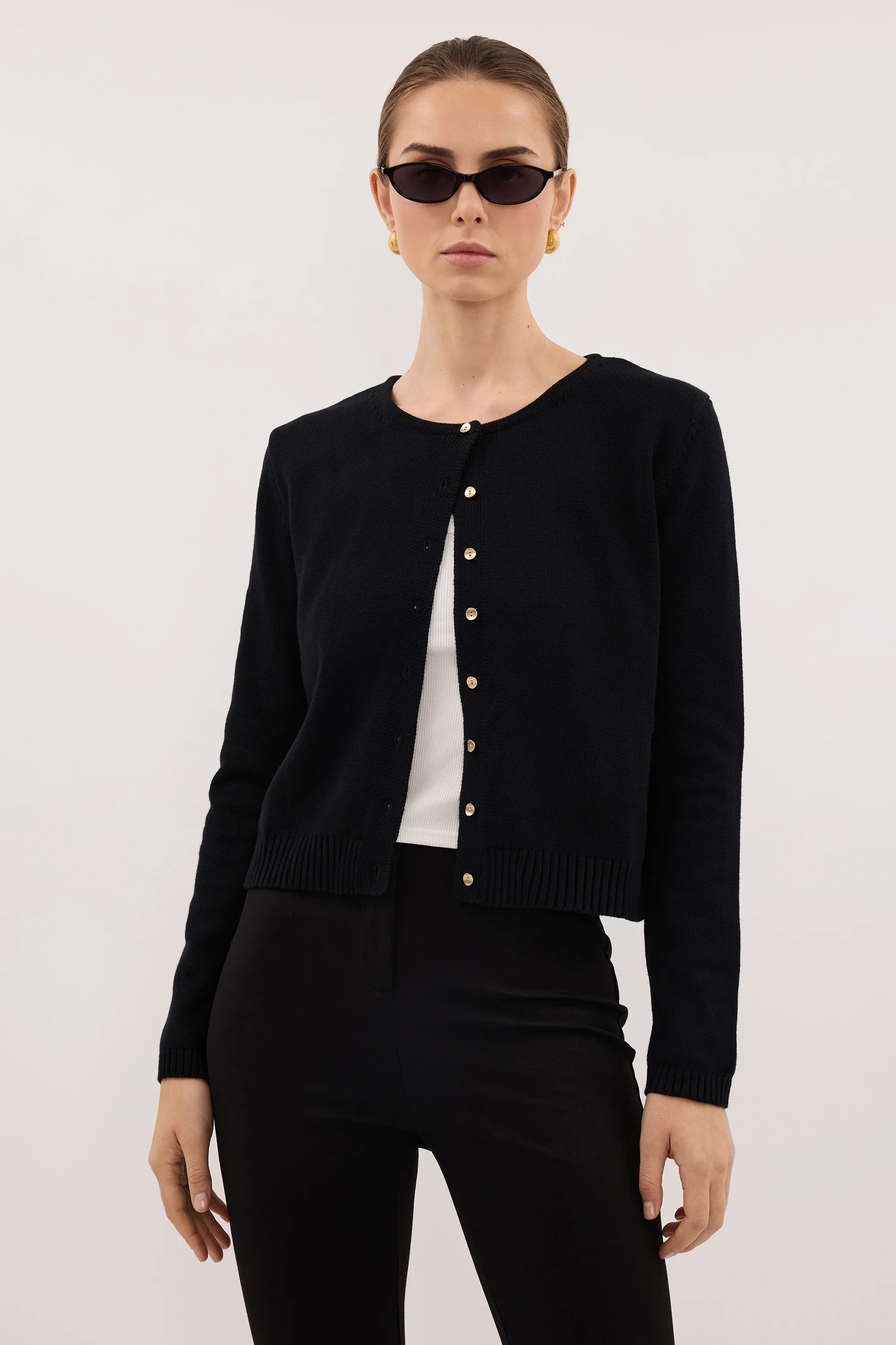 LISE BLACK LIGHT KNIT CARDIGAN - Image 2