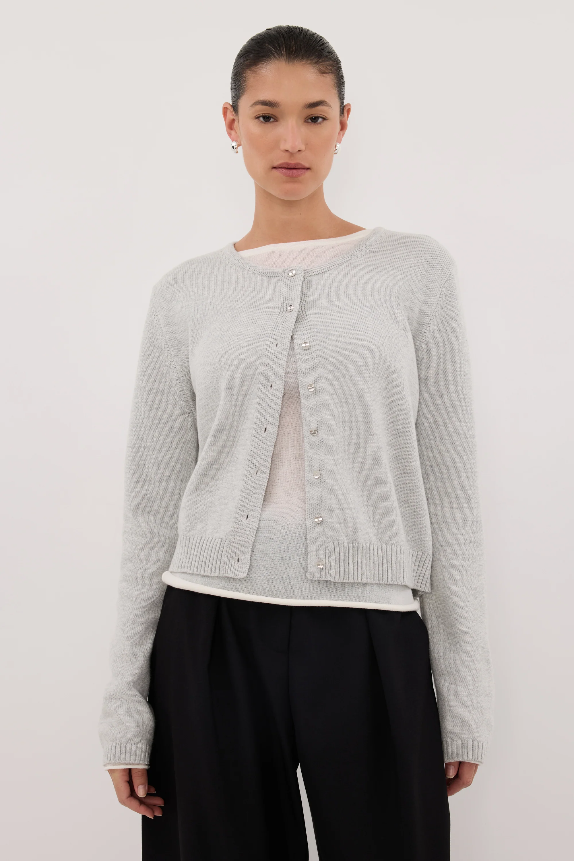LISE SILVER LIGHT KNIT CARDIGAN - Image 2