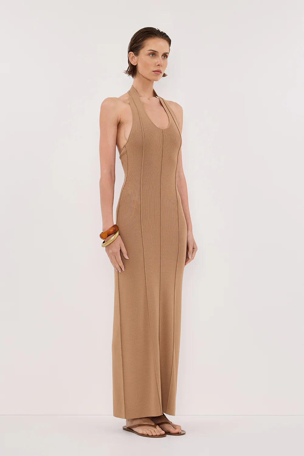LISS TAN HALTER MAXI DRESS - Image 3