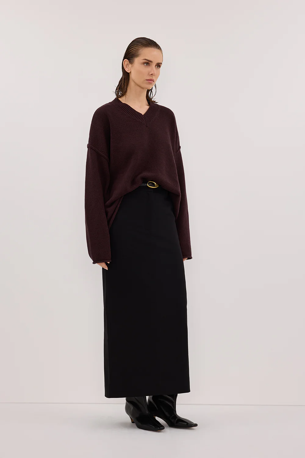 LIZA BLACK TAILORED MIDI SKIRT - Image 3