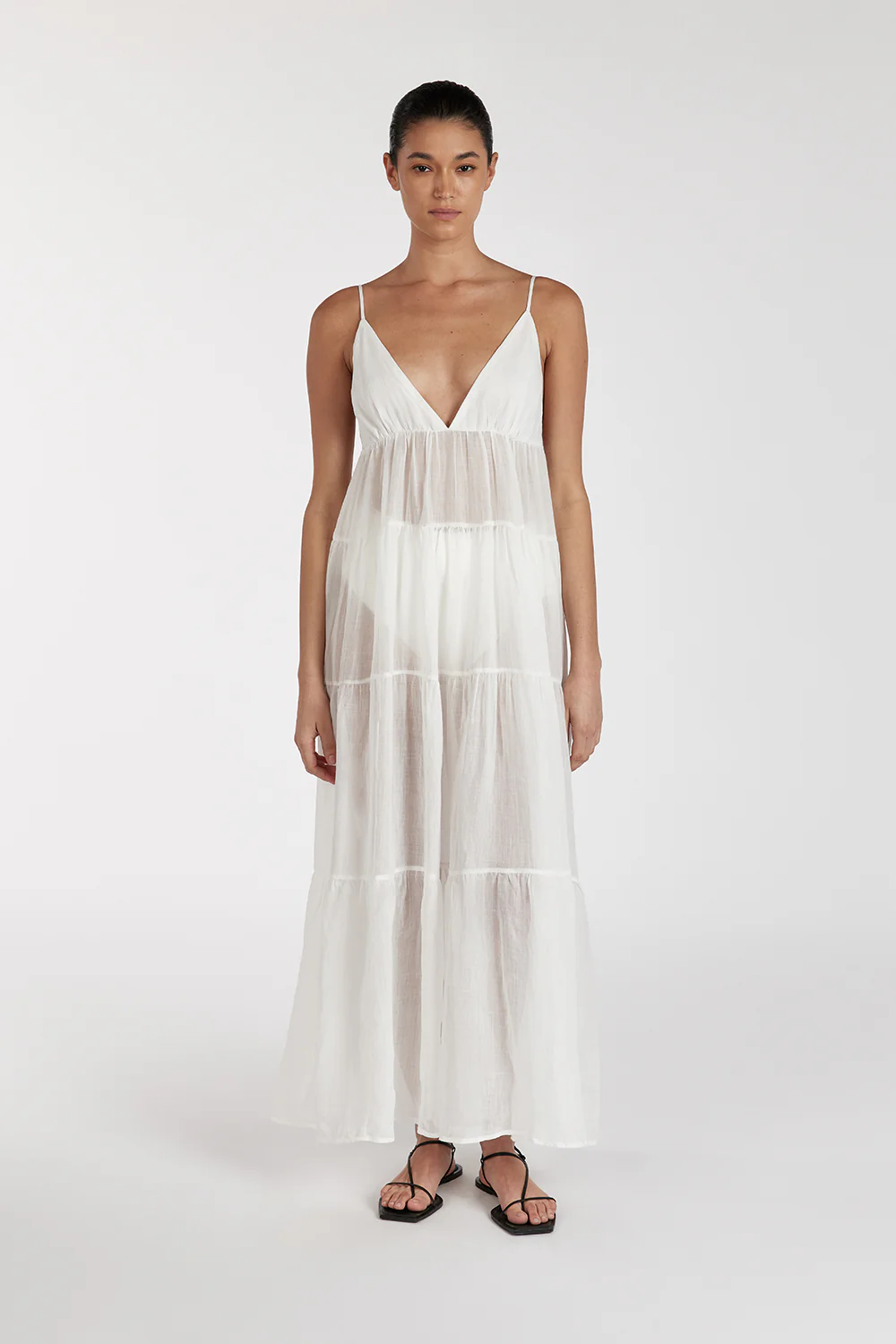 LIZA WHITE RAMIE MIDI DRESS - Image 5