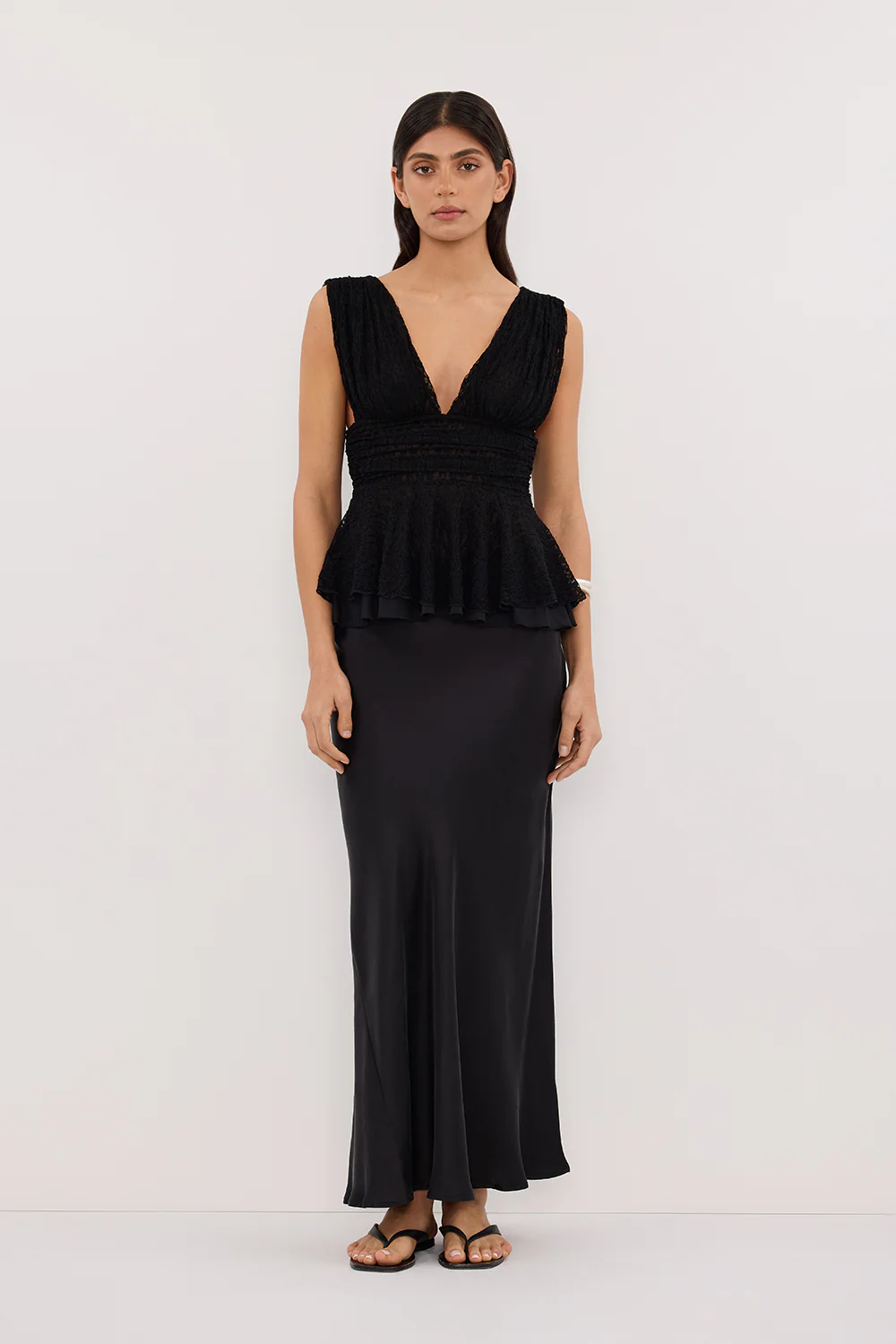 LIZZIE BLACK LACE PEPLUM TOP