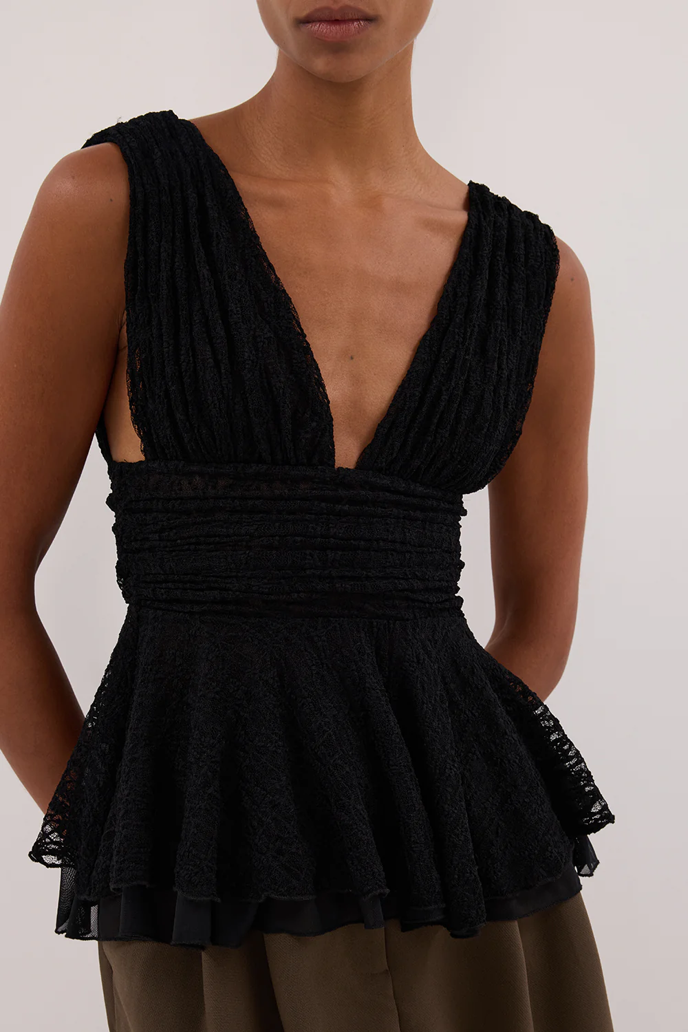 LIZZIE BLACK LACE PEPLUM TOP - Image 5