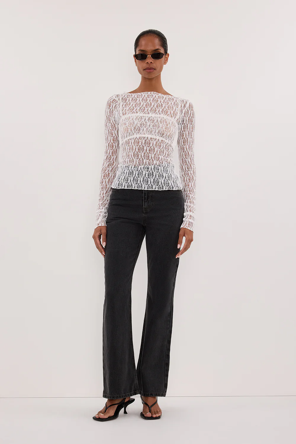 LIZZIE WHITE LACE LONG SLEEVE TOP - Image 7