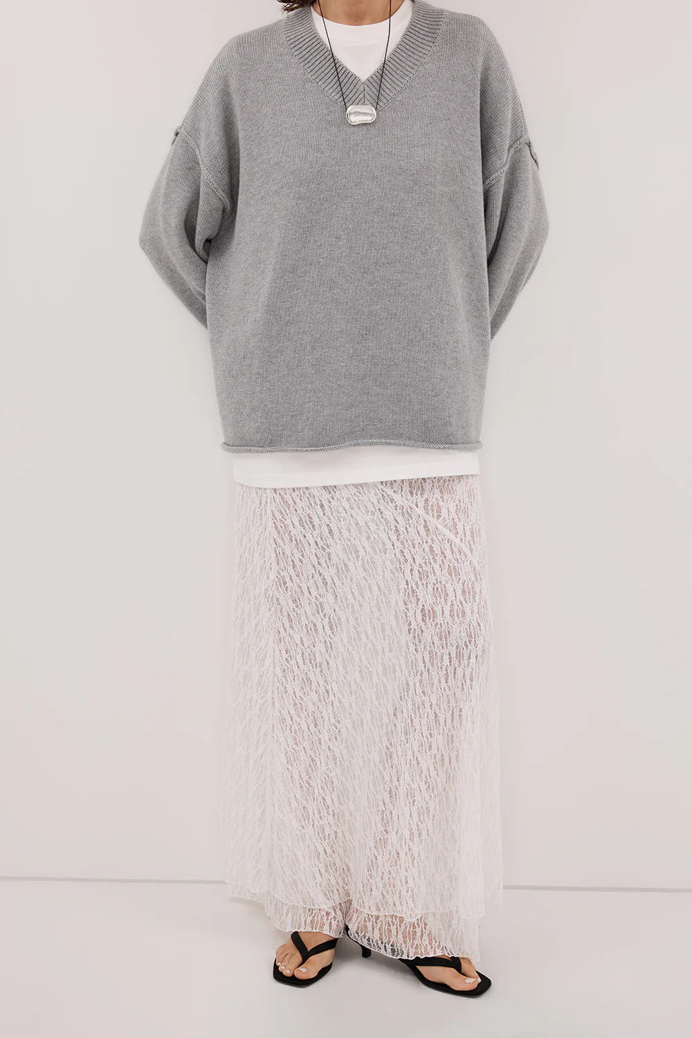 LIZZIE WHITE LAYERED LACE MIDI SKIRT - Image 2