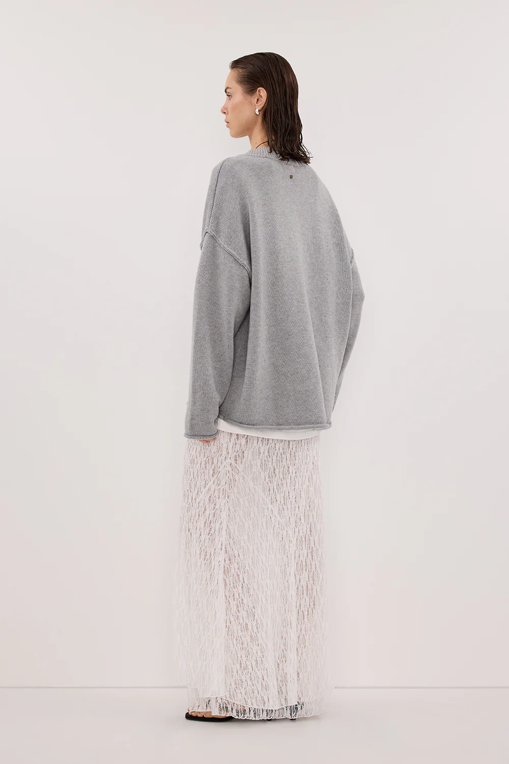 LIZZIE WHITE LAYERED LACE MIDI SKIRT - Image 4