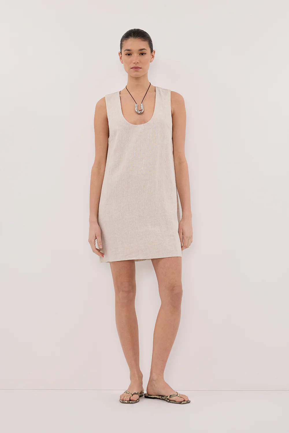 LOTUS NATURAL LINEN MINI DRESS