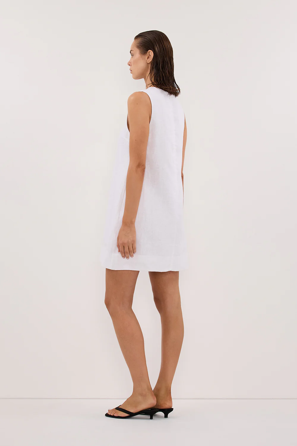 LOTUS WHITE LINEN MINI DRESS - Image 4