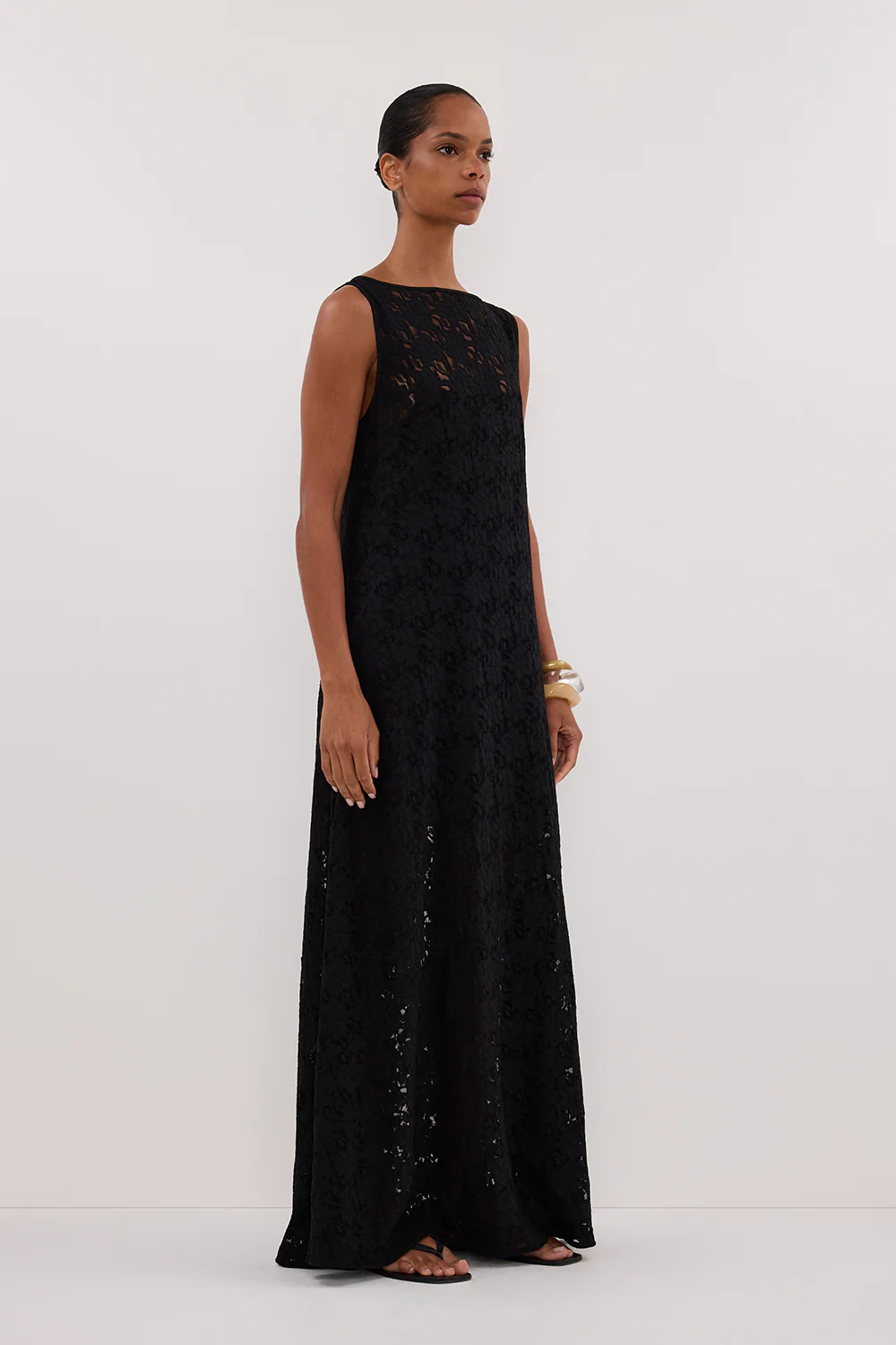LOULA BLACK LACE MIDI DRESS - Image 3