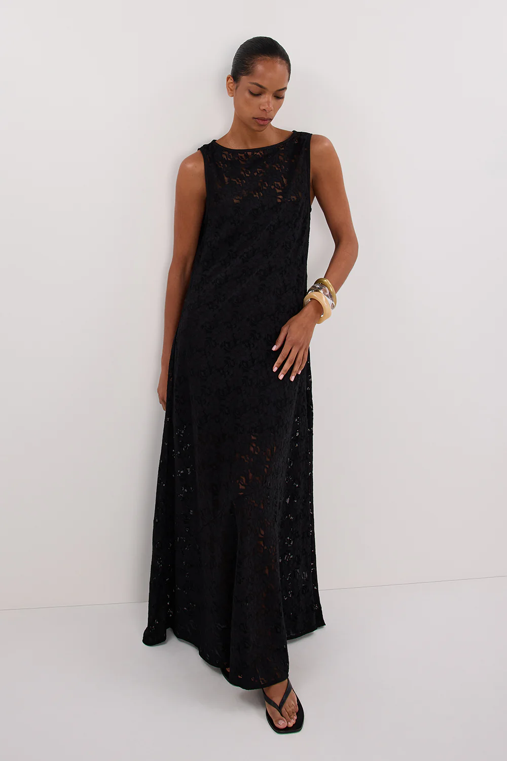 LOULA BLACK LACE MIDI DRESS - Image 8