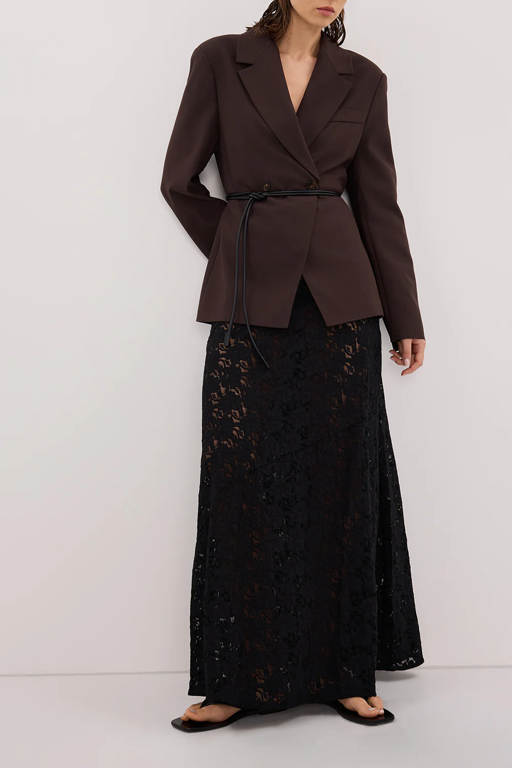 LOULA BLACK LACE MAXI SKIRT - Image 2
