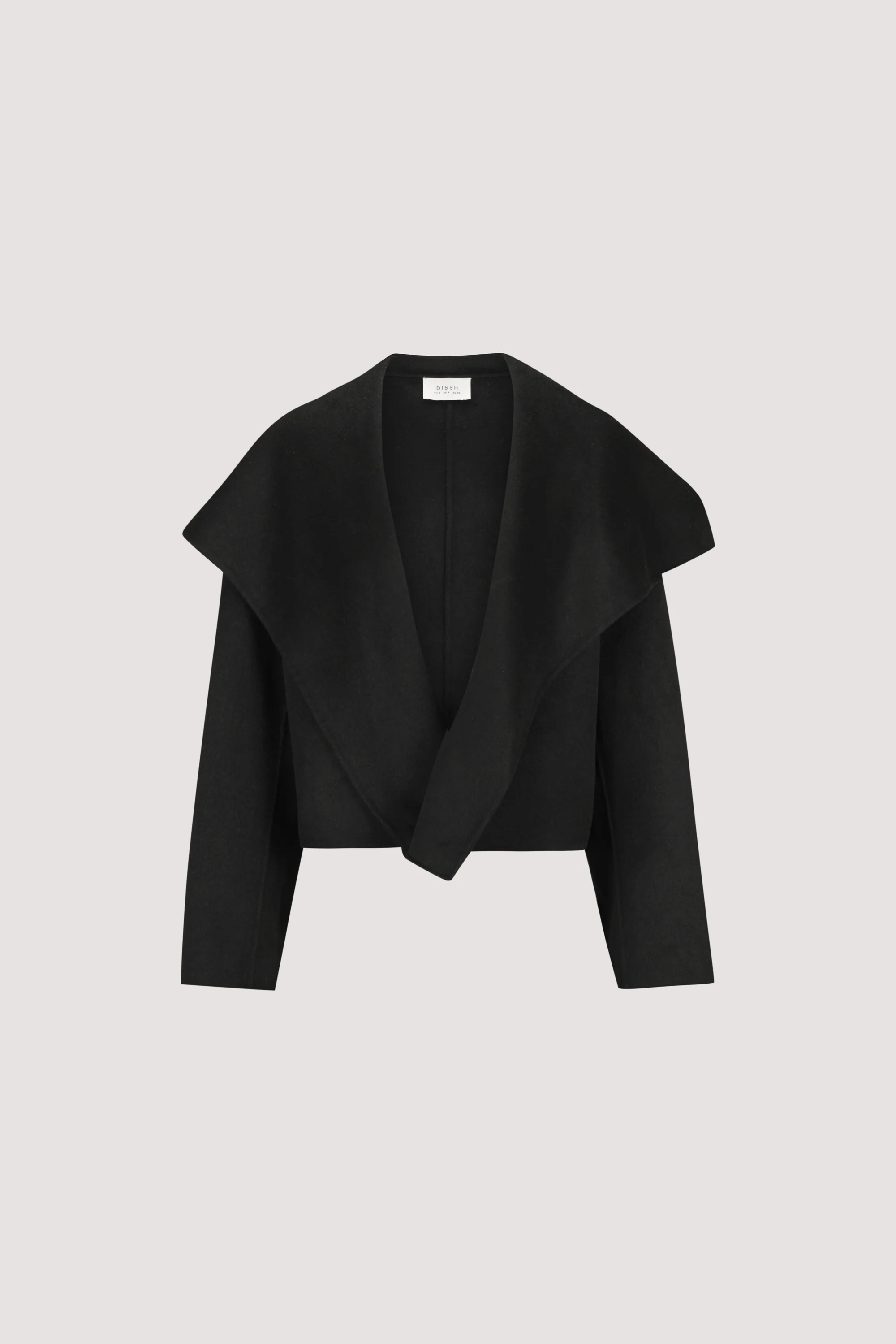 LUCIA BLACK CROPPED WOOL BLEND TRENCH COAT - Image 8