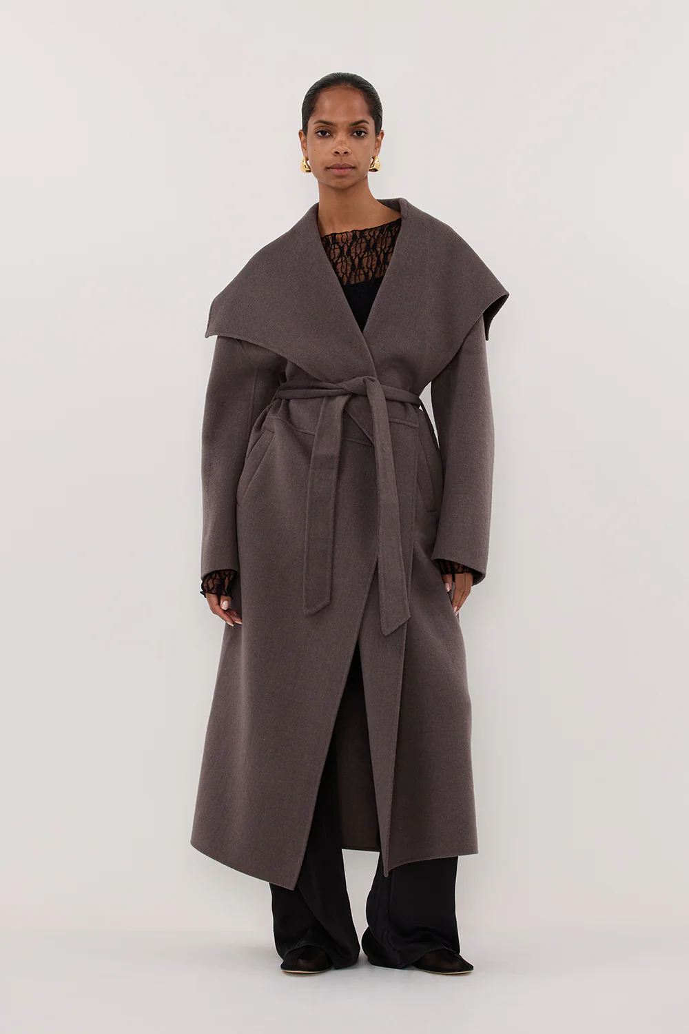 LUCIA TURKISH COFFEE OVERSIZED MARLE COAT - Image 2