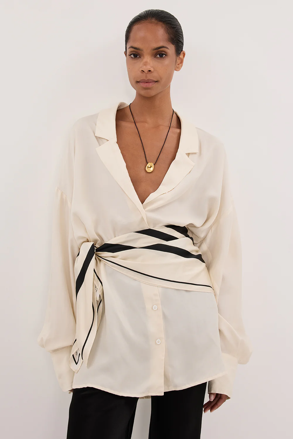 LUCILLE STRAW LONG SLEEVE CUPRO SHIRT - Image 2