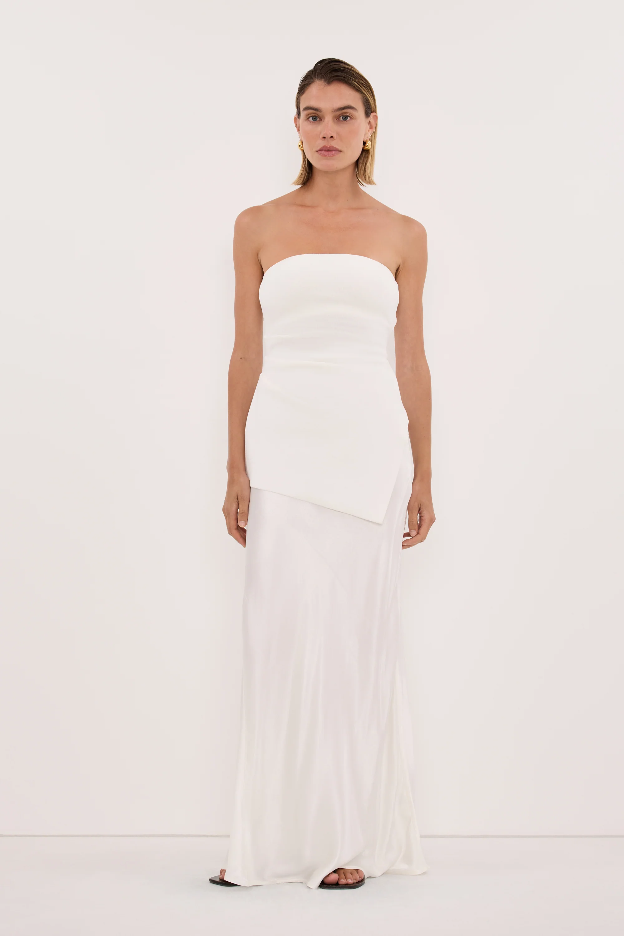 LUKE OFF WHITE LONGLINE BANDEAU TOP