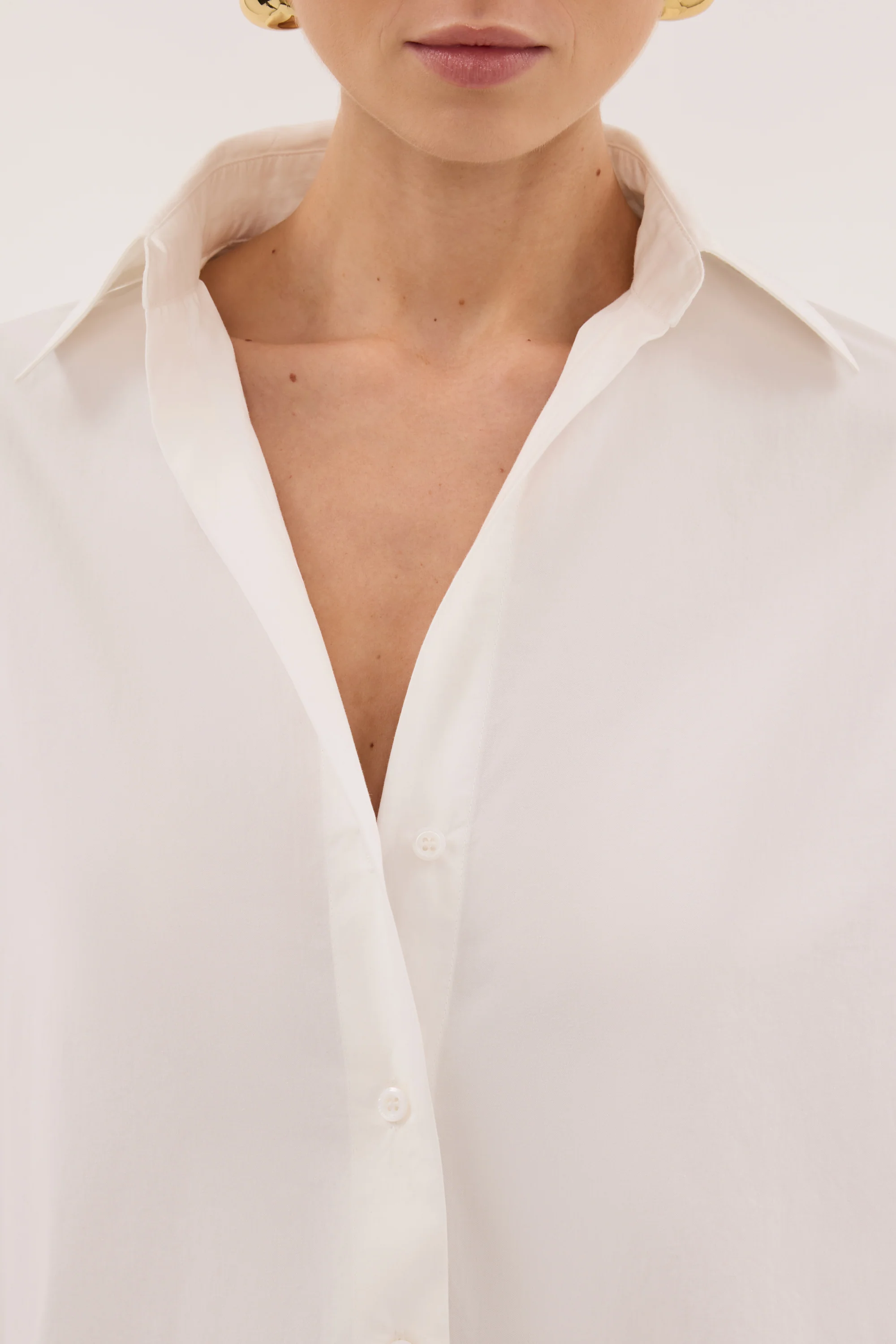 LULU LONGLINE WHITE COTTON SHIRT - Image 5