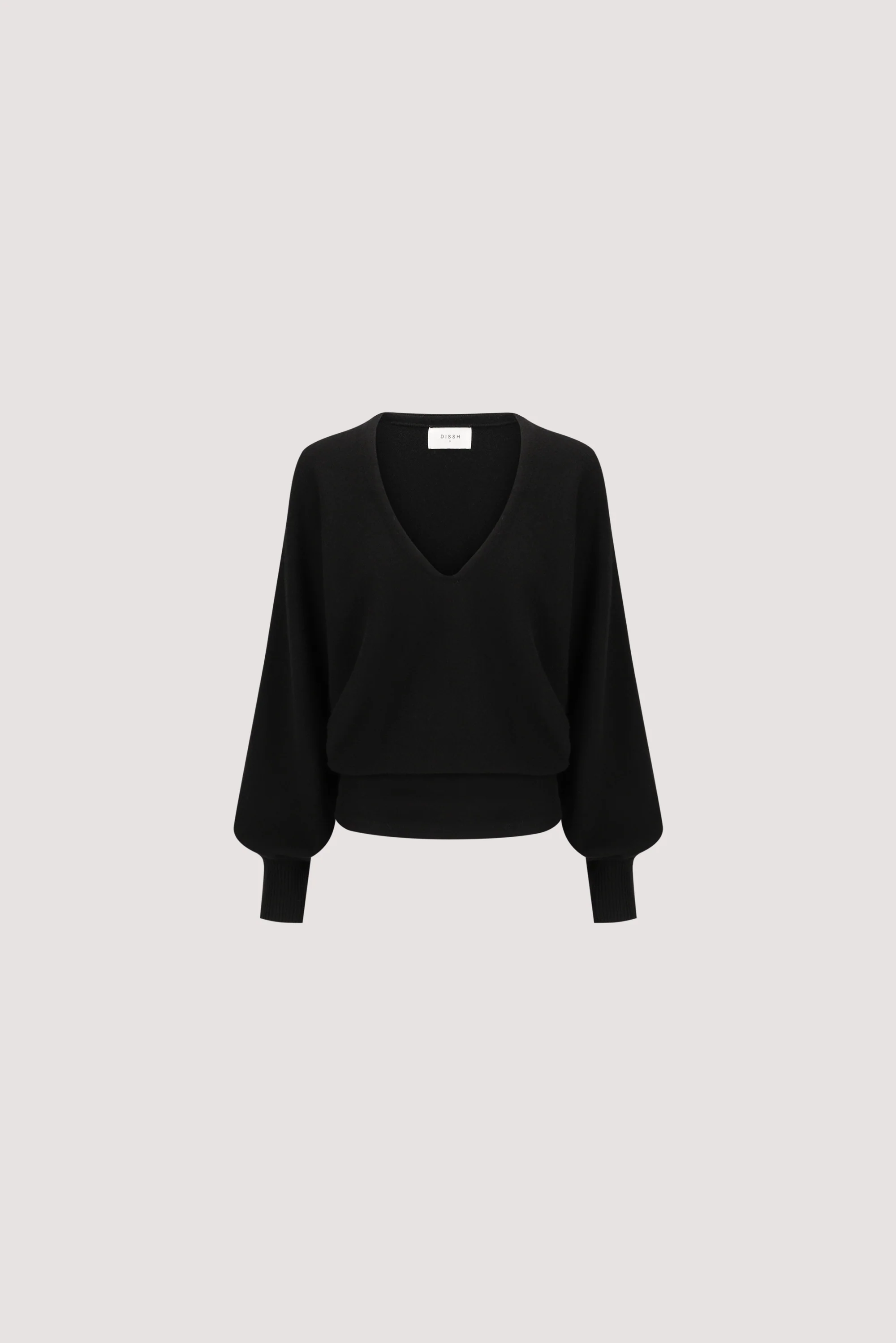 LUMI BLACK V NECK MERINO KNIT JUMPER - Image 5