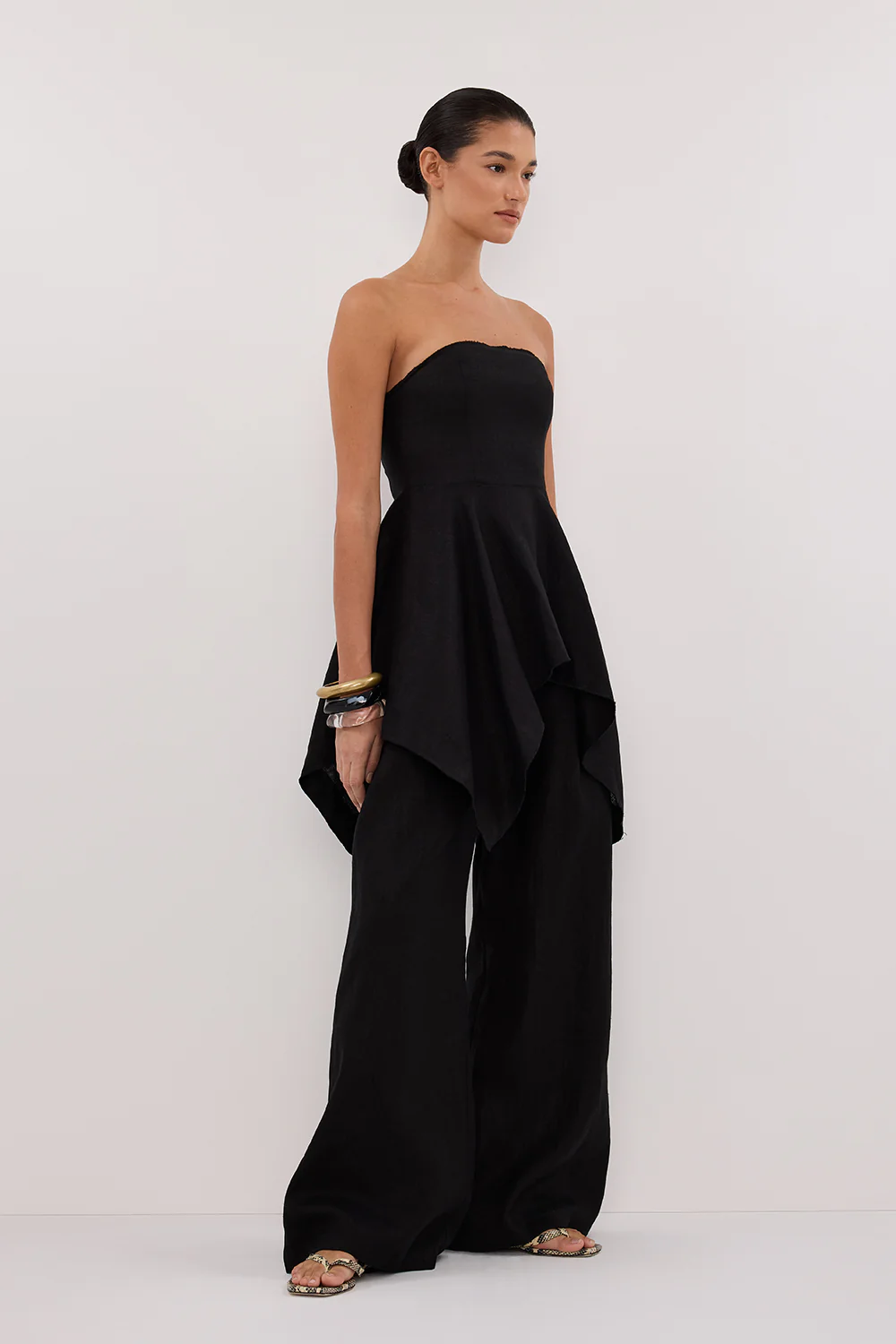 LUNA BLACK LINEN HANDKERCHIEF TOP - Image 3