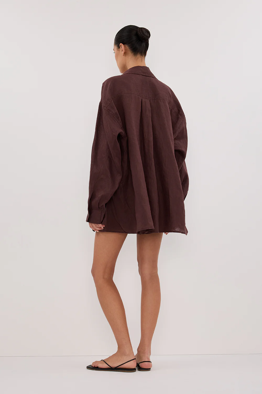 LUNE WALNUT OVERSIZED LINEN SHIRT - Image 4
