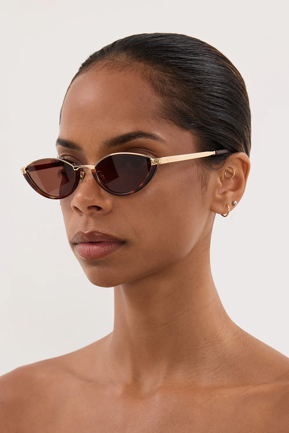 LUV LOU THE LIA GOLD BROWN SUNGLASSES - Image 2