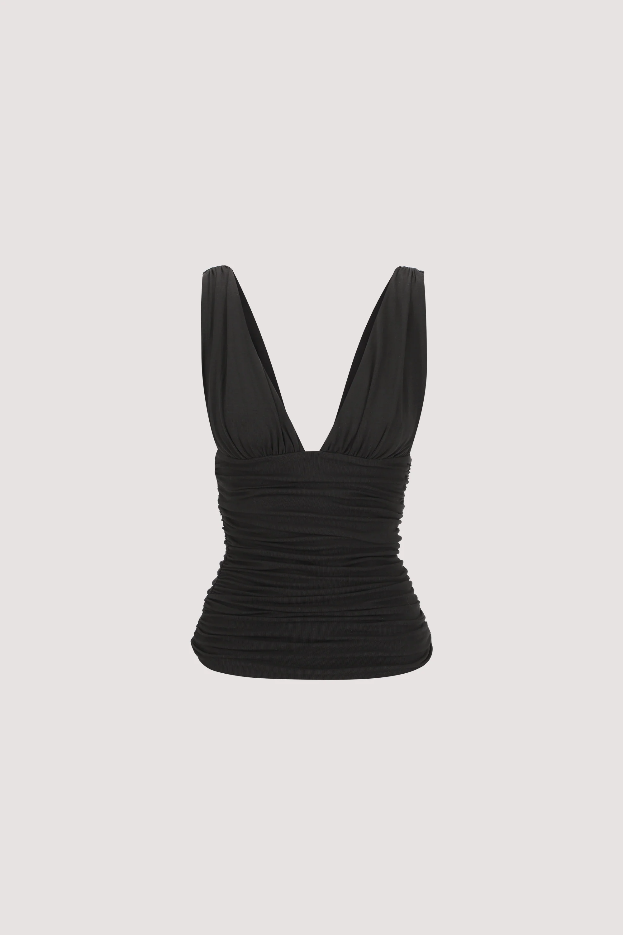 MAGNOLIA BLACK SLEEVELESS RUCHED TOP - Image 6