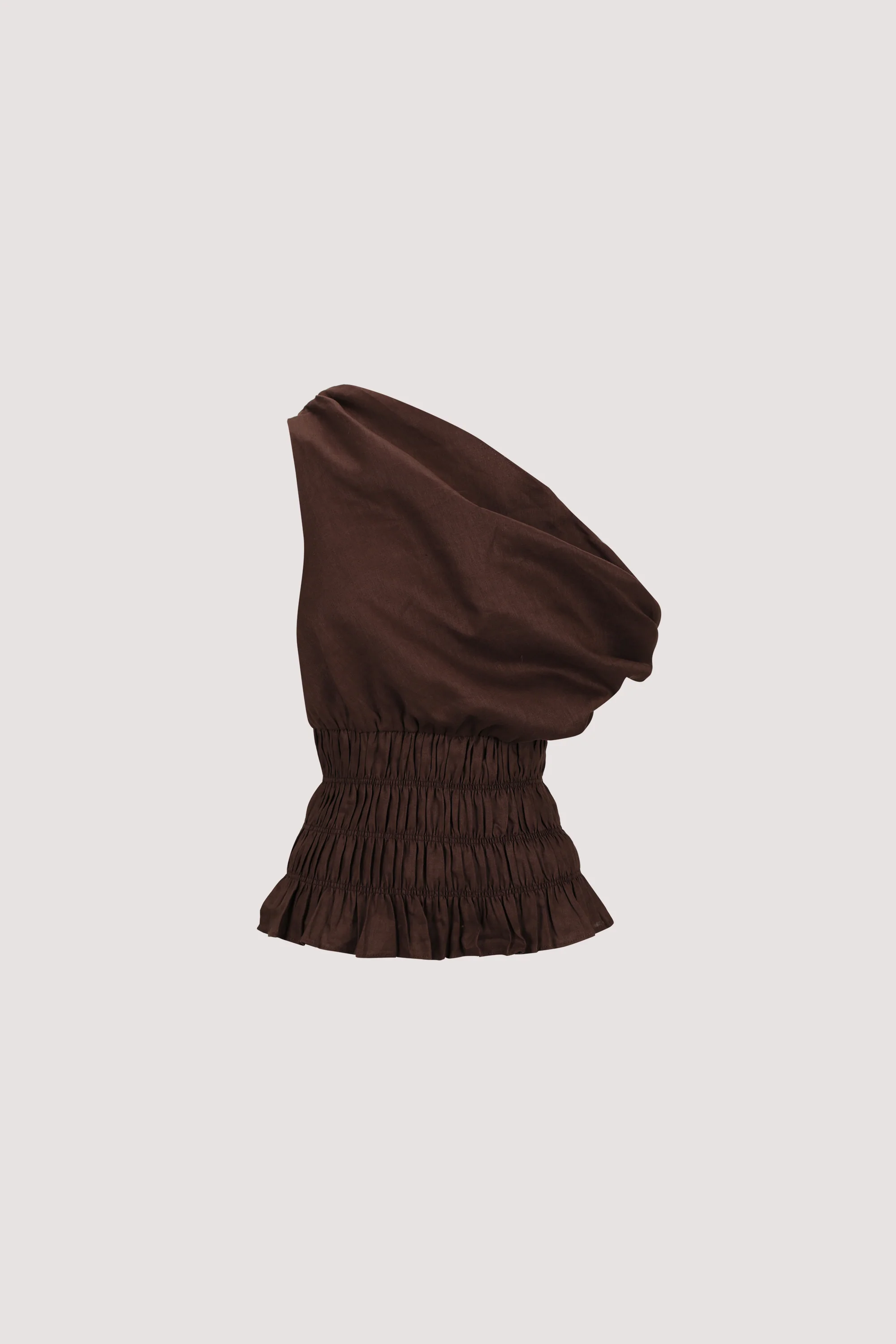 MAIA COCOA SLEEVELESS LINEN SHIRRED TOP - Image 8