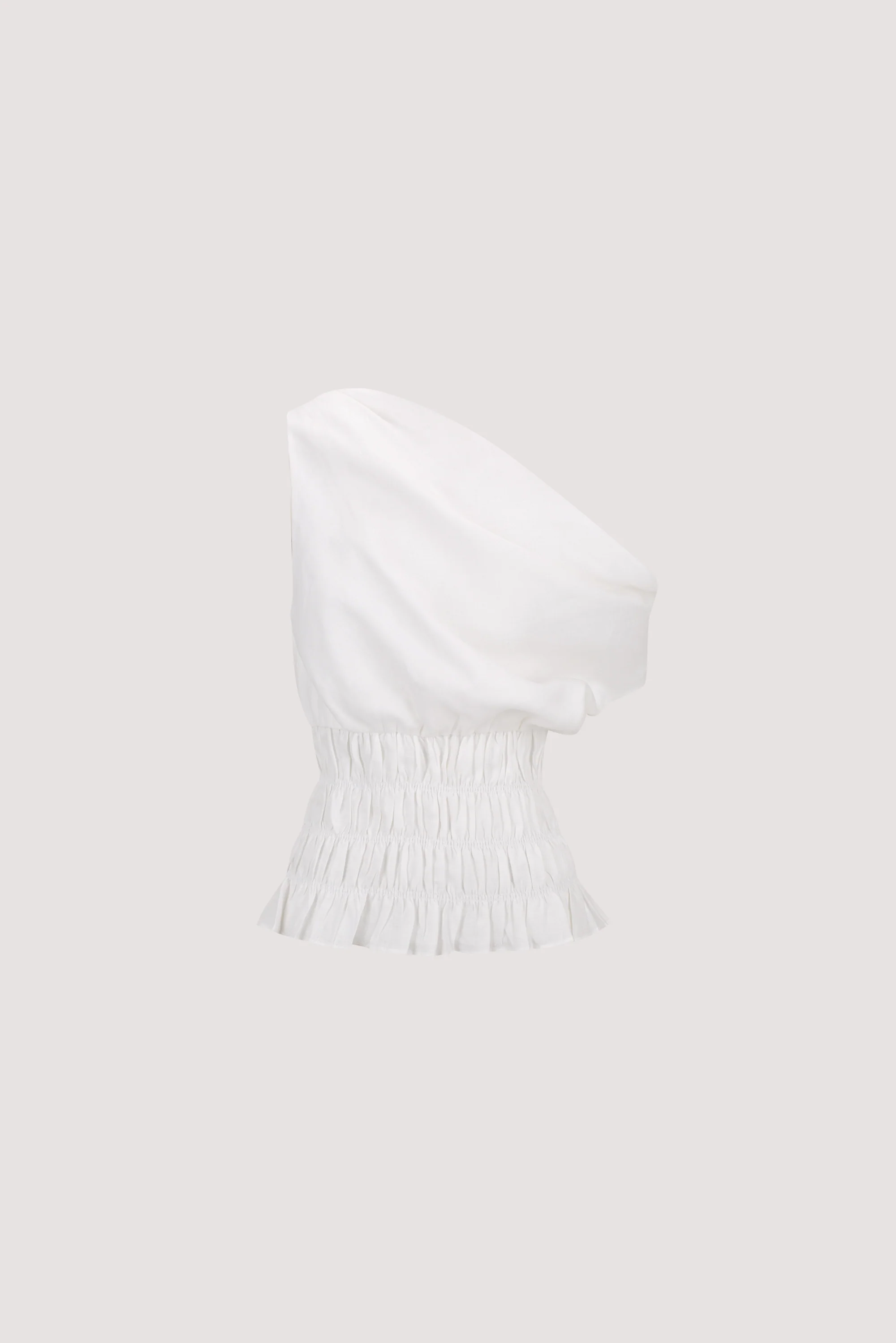 MAIA WHITE SLEEVELESS LINEN SHIRRED TOP - Image 8