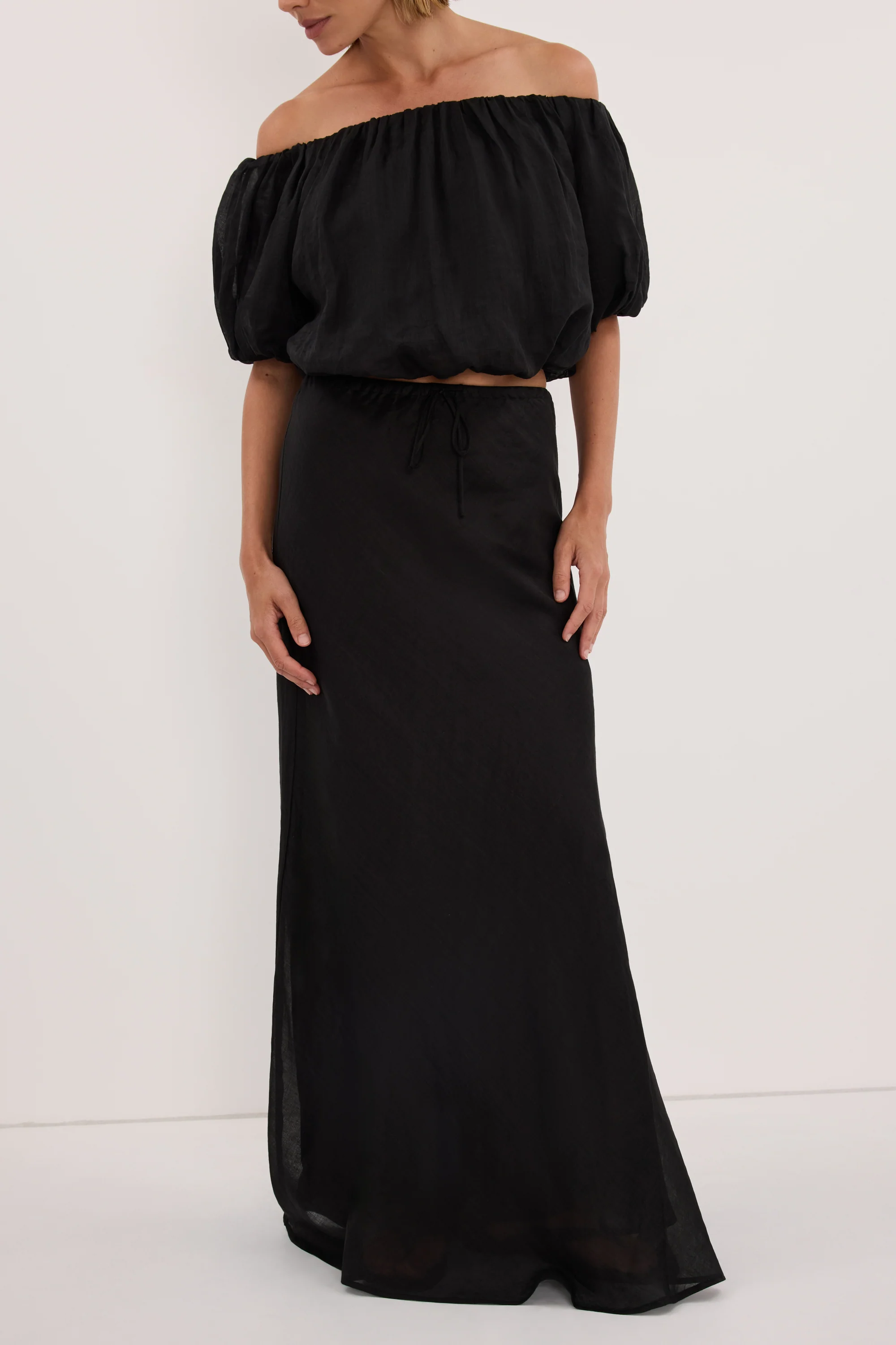 MAISON BLACK RAMIE BIAS MAXI SKIRT - Image 2