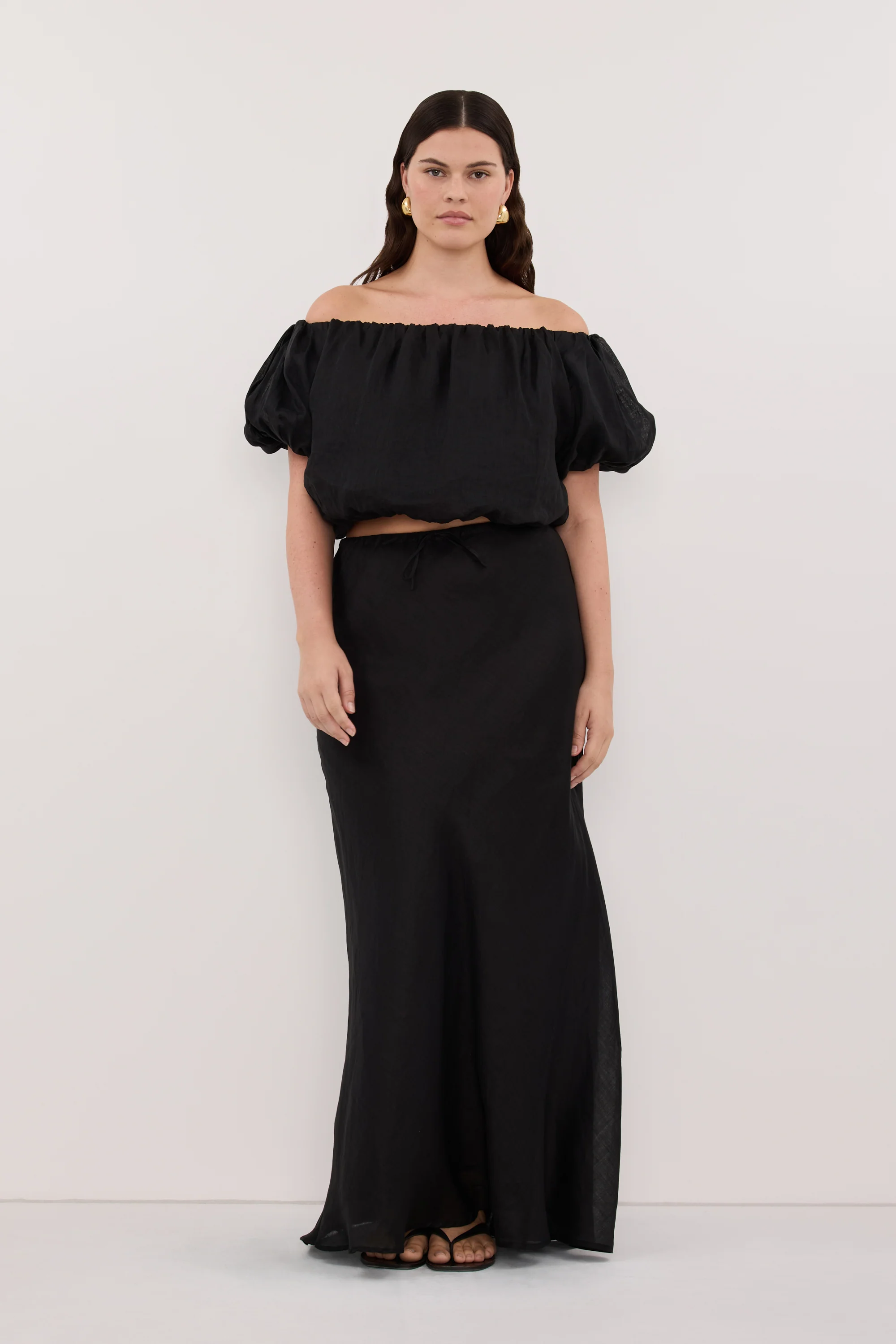 MAISON BLACK RAMIE BIAS MAXI SKIRT - Image 6