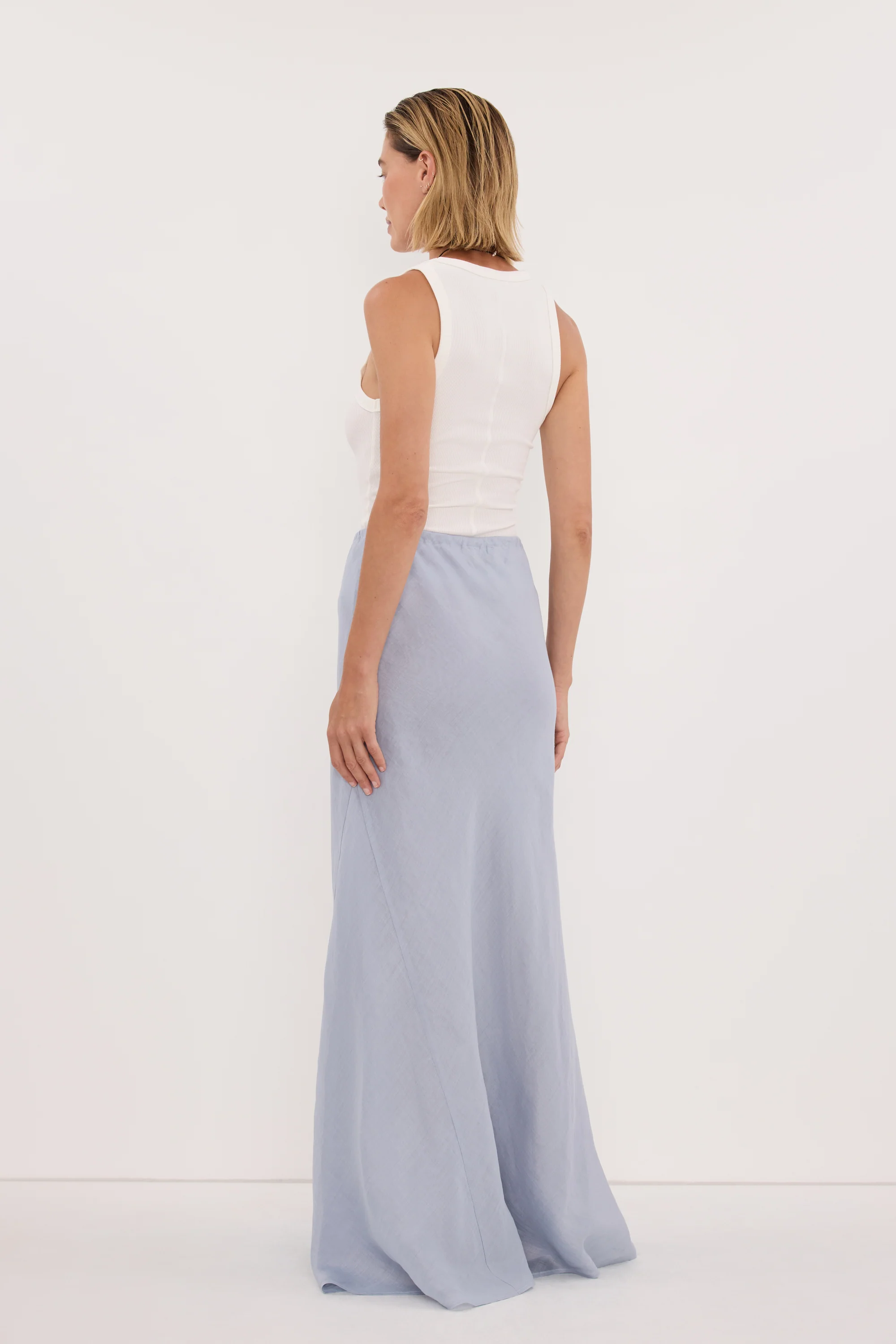 MAISON DUSTY BLUE RAMIE BIAS MAXI SKIRT - Image 7