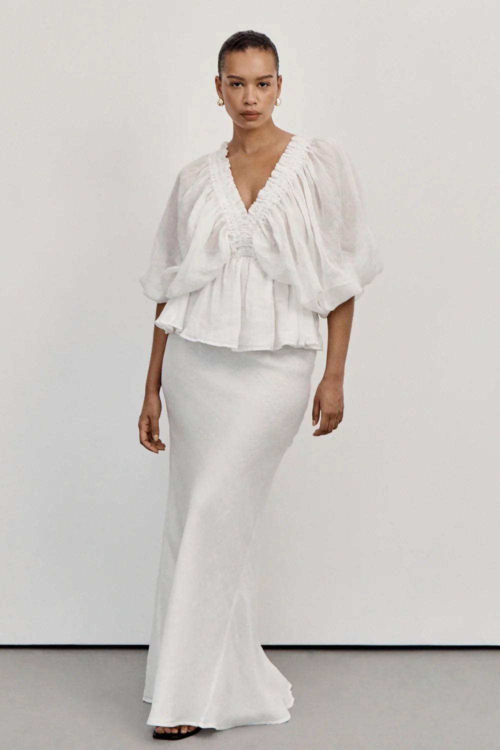 MAISON WHITE RAMIE BIAS MAXI SKIRT - Image 2