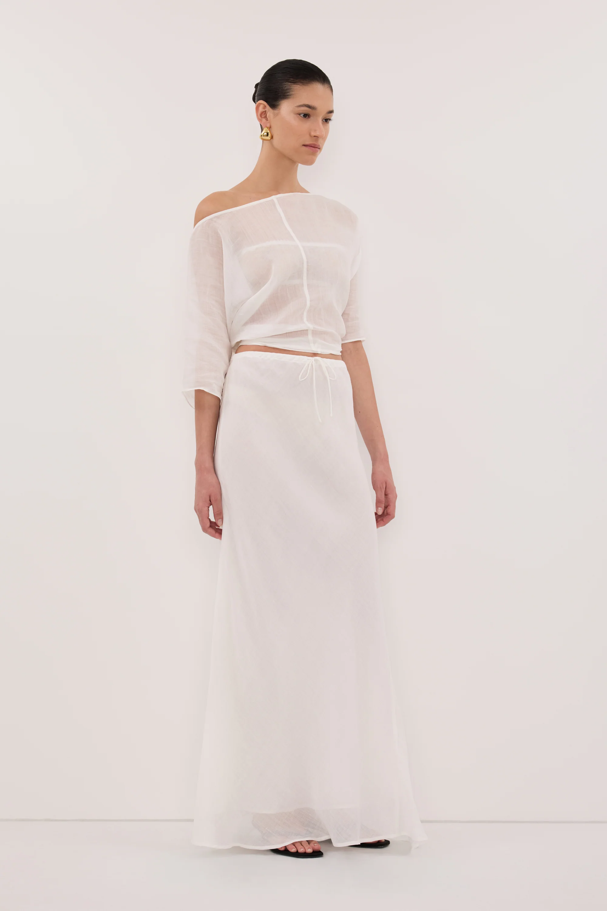 MAISON WHITE RAMIE BIAS MAXI SKIRT - Image 3