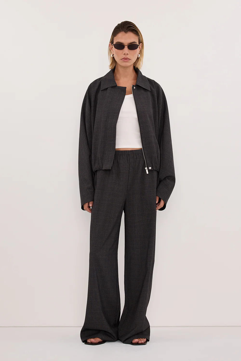 MARCO GREY PLAID BOMBER JACKET - Image 2