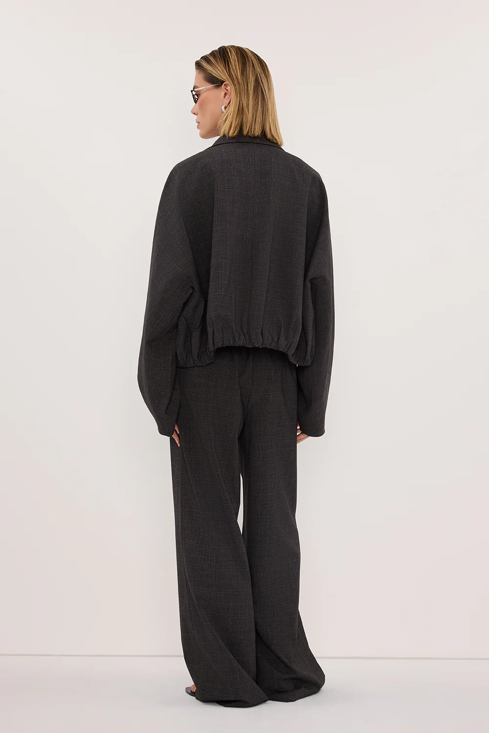 MARCO GREY PLAID BOMBER JACKET - Image 4