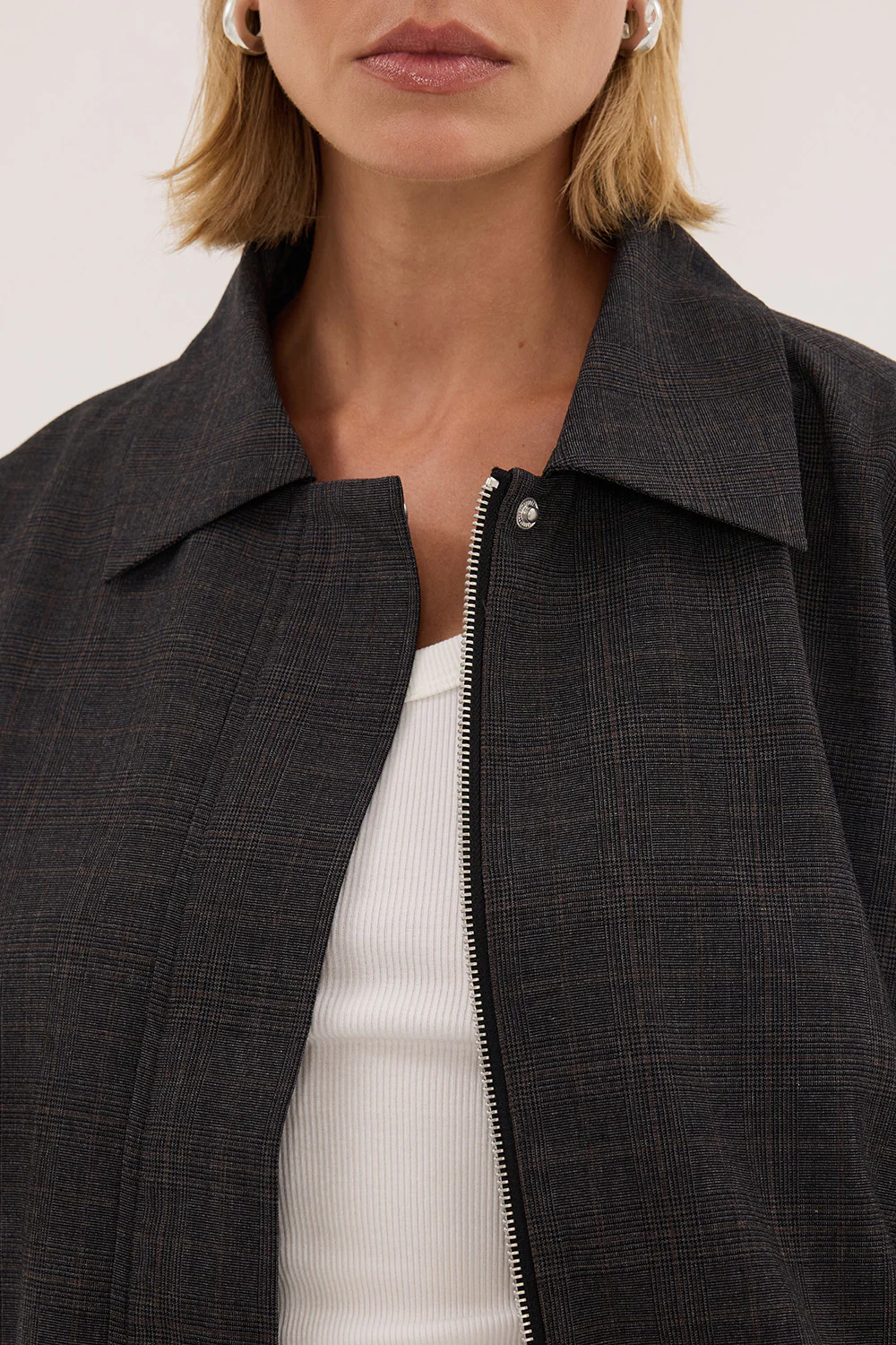 MARCO GREY PLAID BOMBER JACKET - Image 5