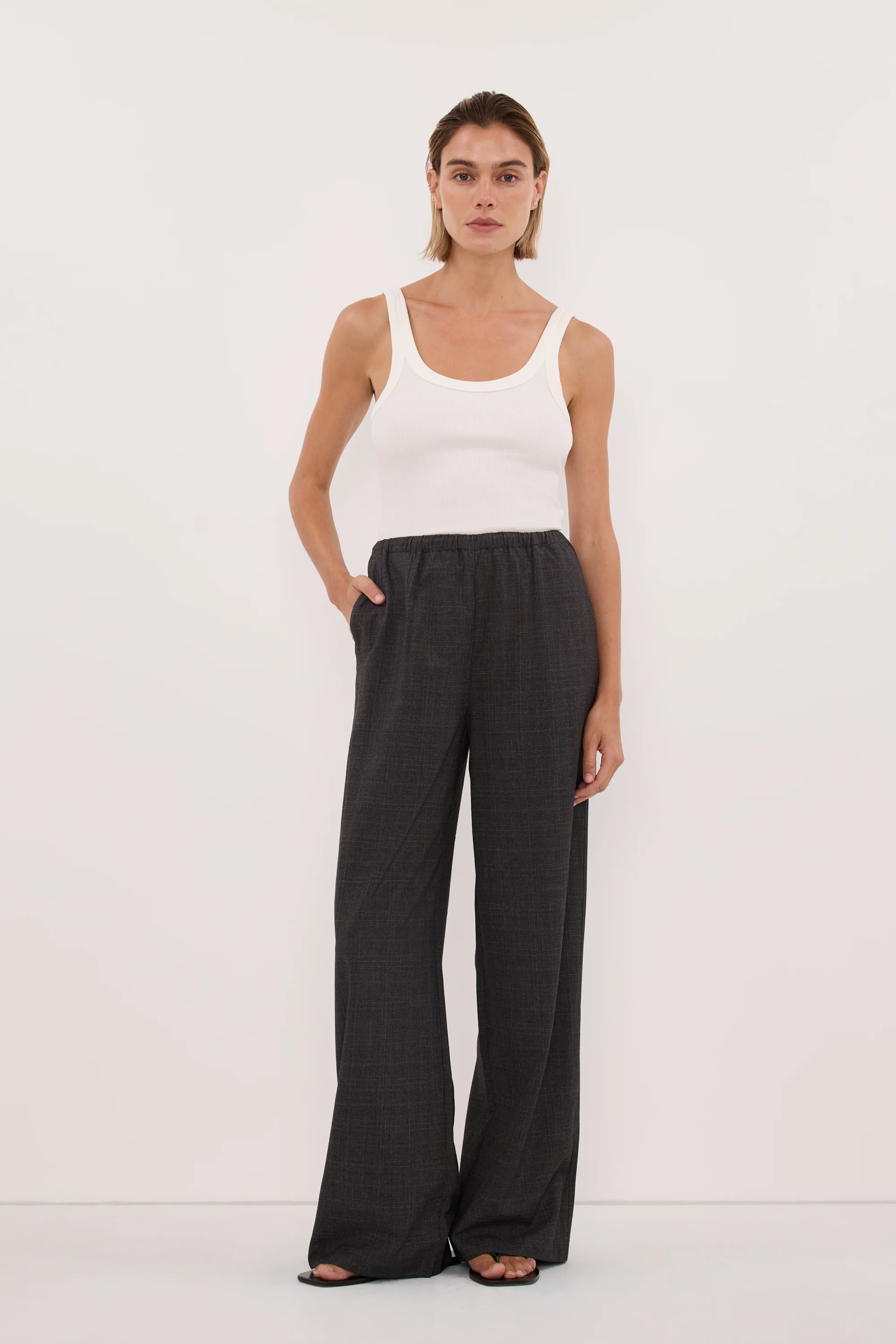 MARCO GREY PLAID ELASTIC PANT - Image 5
