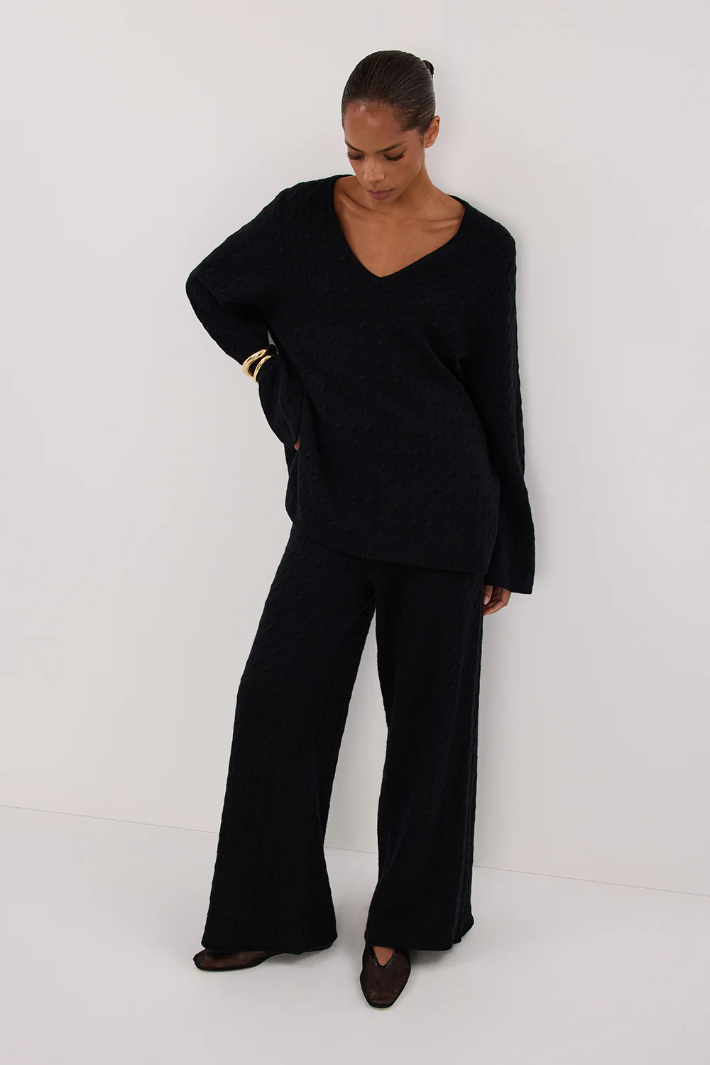 MAREN BLACK CABLE KNIT JUMPER - Image 6