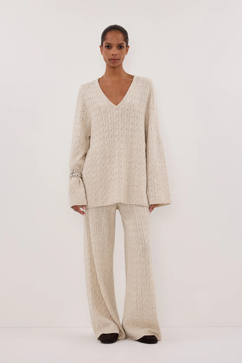 MAREN CHALK CABLE KNIT JUMPER