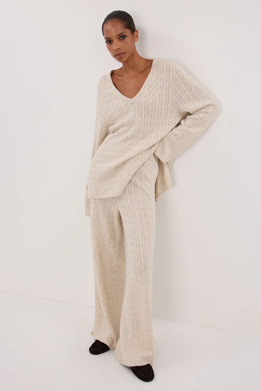 MAREN CHALK CABLE KNIT PANT - Image 6