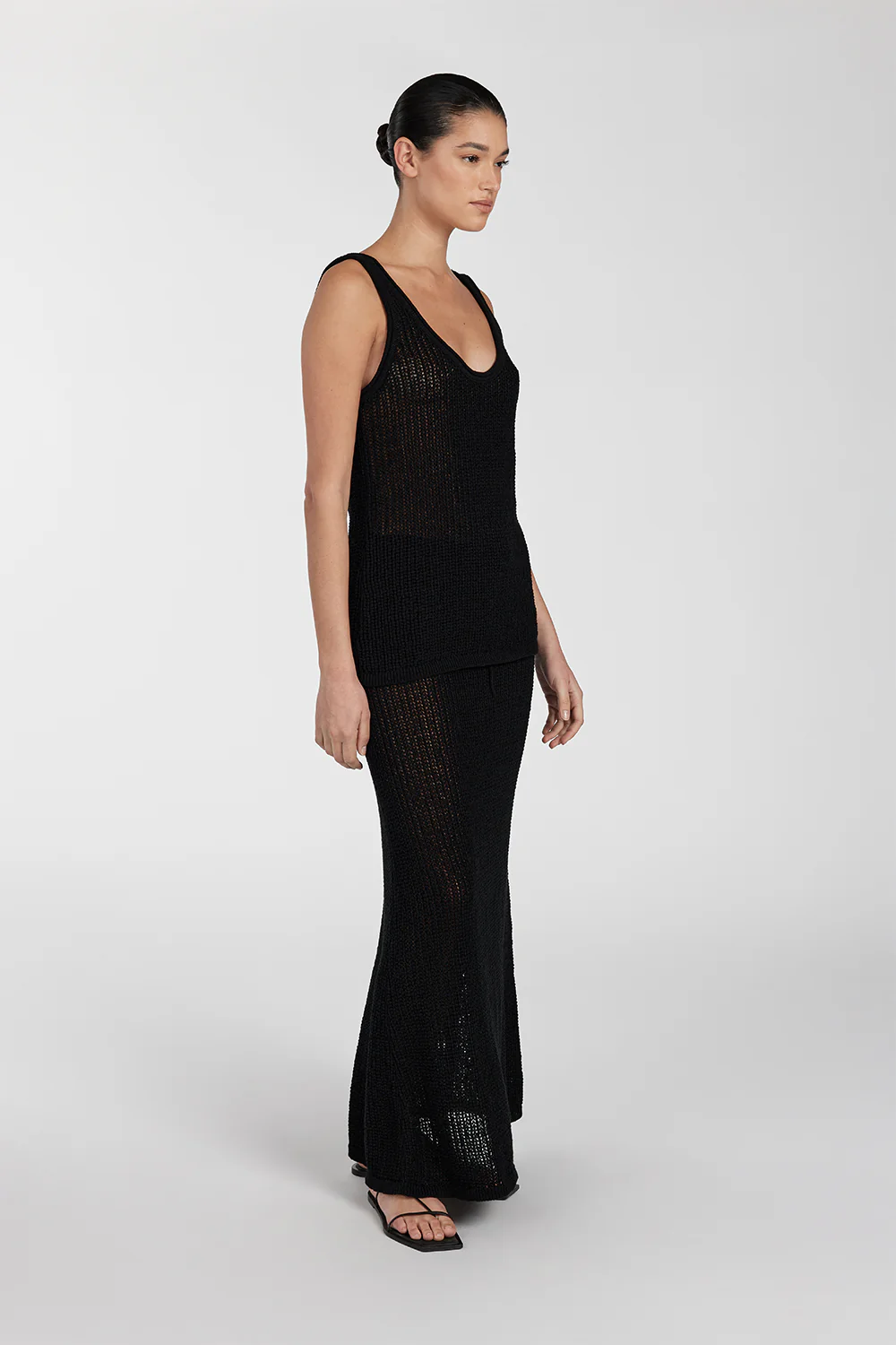 MARGOT BLACK CROCHET MIDI SKIRT - Image 3