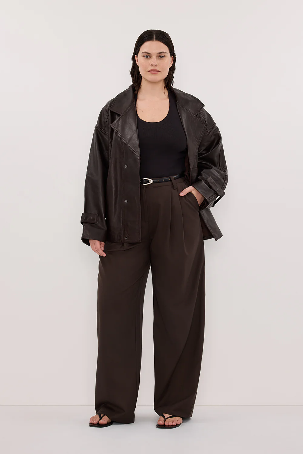 MARGOT CHOC OVERSIZED LEATHER JACKET - Image 6